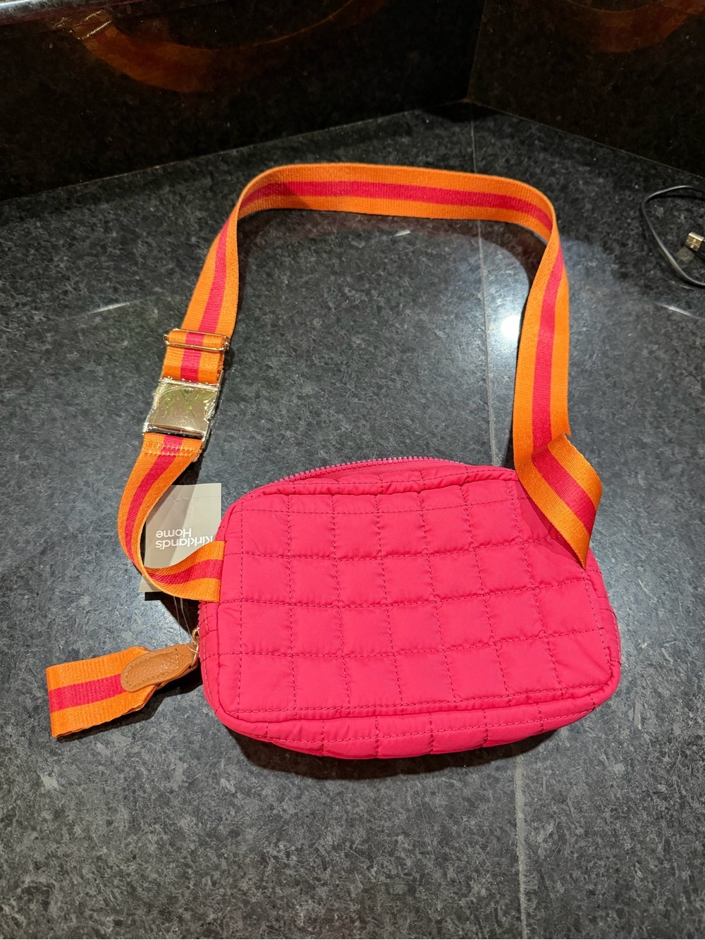 Pink Quilted Crossbody Belt Bag